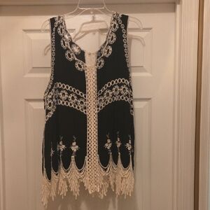 Black and Cream Lace Women's Top